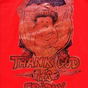 Thank God It's Friday Drunk Beer Vintage Vinyl 80’s? Red Tee iron On Patch XL